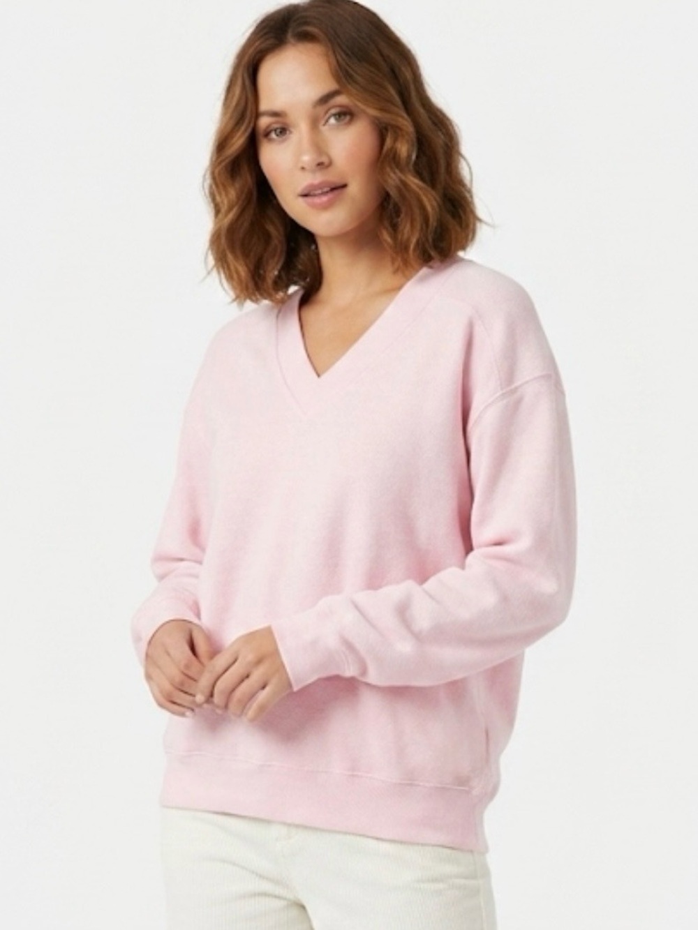 Vintage Cross Creek Pink V-Neck Knit Sweater - Size Medium - Made in USA